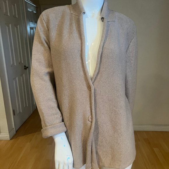 $300 EILEEN FISHER RECLAIMED CASHMERE CARDIGAN SWEATER SIZE L LARGE - Picture 1 of 7
